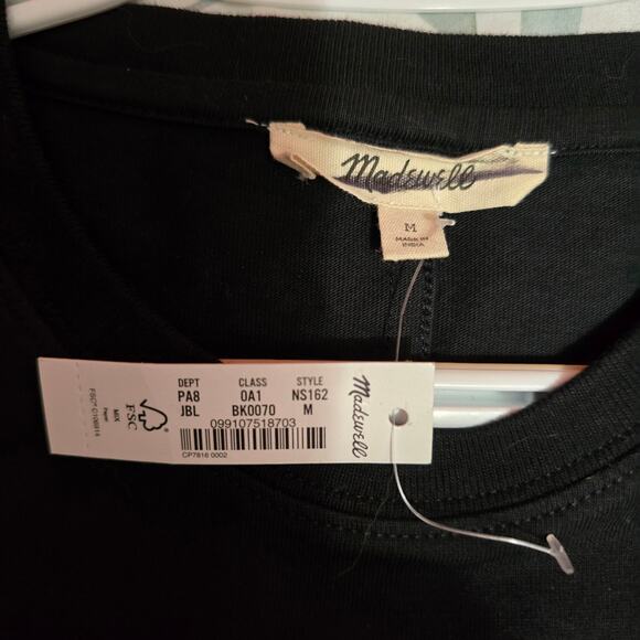 Madewell Cotton Relaxed Oversized Tee Jet Black Medium - Picture 5 of 7